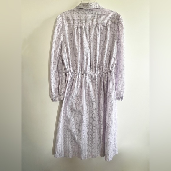 ⚡️Vintage⚡️ Handmade Long Sleeve Lavender Floral Cotton Midi Dress - Picture 3 of 8